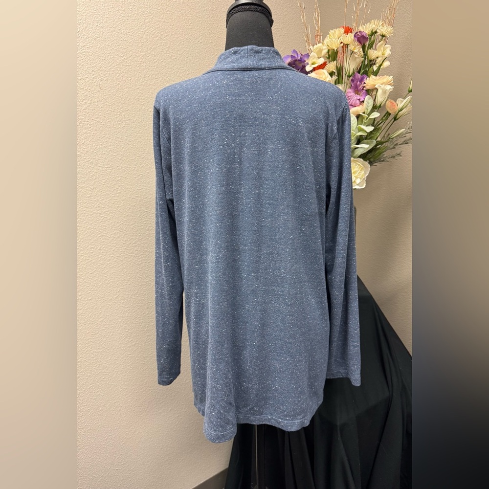 Pure Jill Tranquility Fleece Heather Blue Long Sleeve V-Neck Top Tunic Size M - Picture 4 of 9